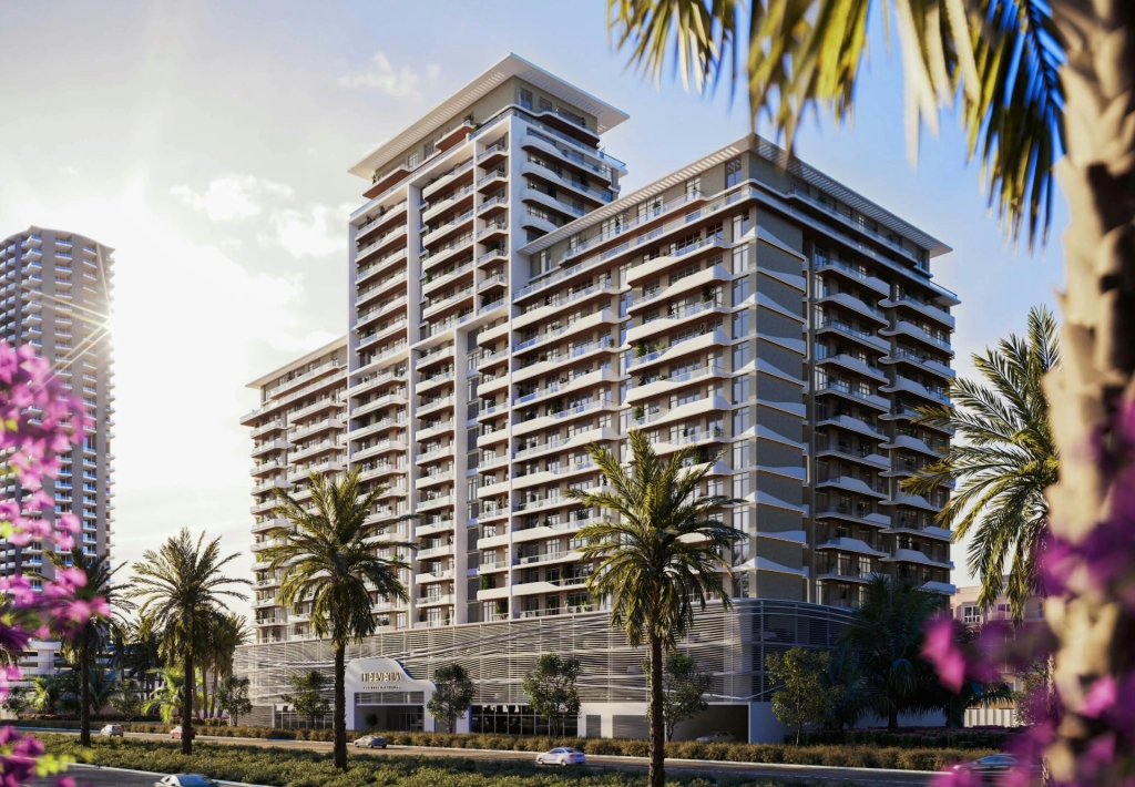 A stunning exterior view of Helvetia Residences showcasing modern architecture and lush surroundings