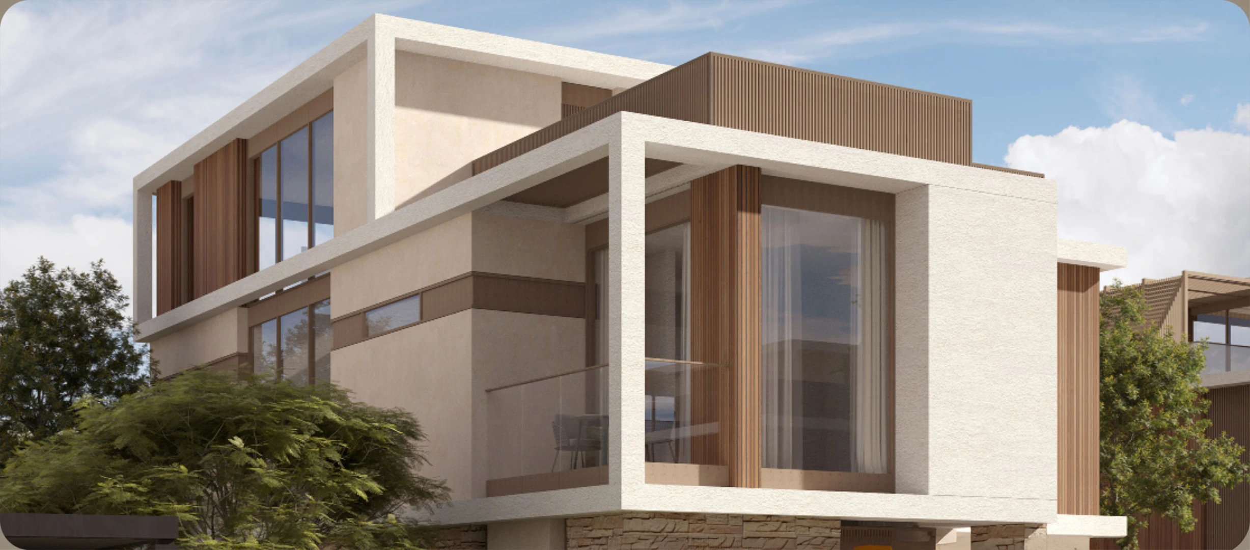 Exterior view of another villa at Acres Estates, an off-plan project by Meraas in Dubai.