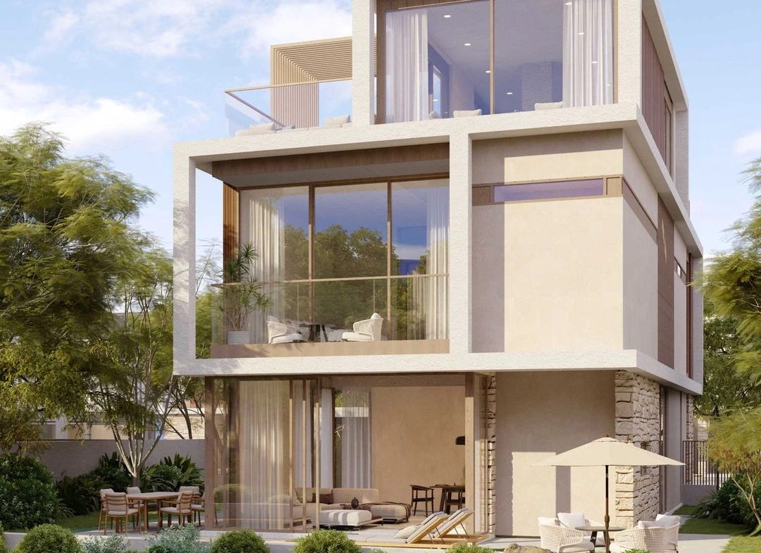 Exterior view of a villa at Acres Estates, an off-plan project by Meraas in Dubai.