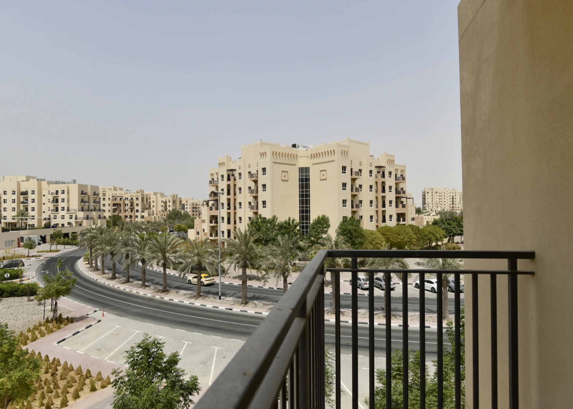 Balcony in a 2-bedroom apartment for sale in Al Rimth 13, Remraam, Dubai.