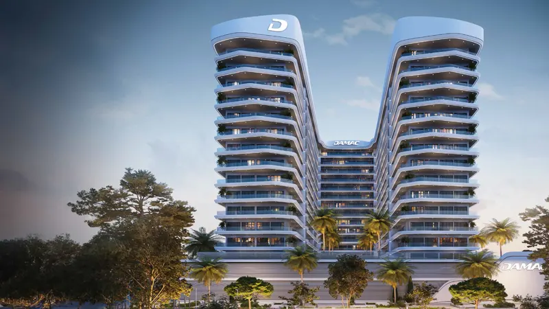 Exterior view of the ELO 3 Tower at Damac Hills 2, an off-plan project by Damac in Dubai.