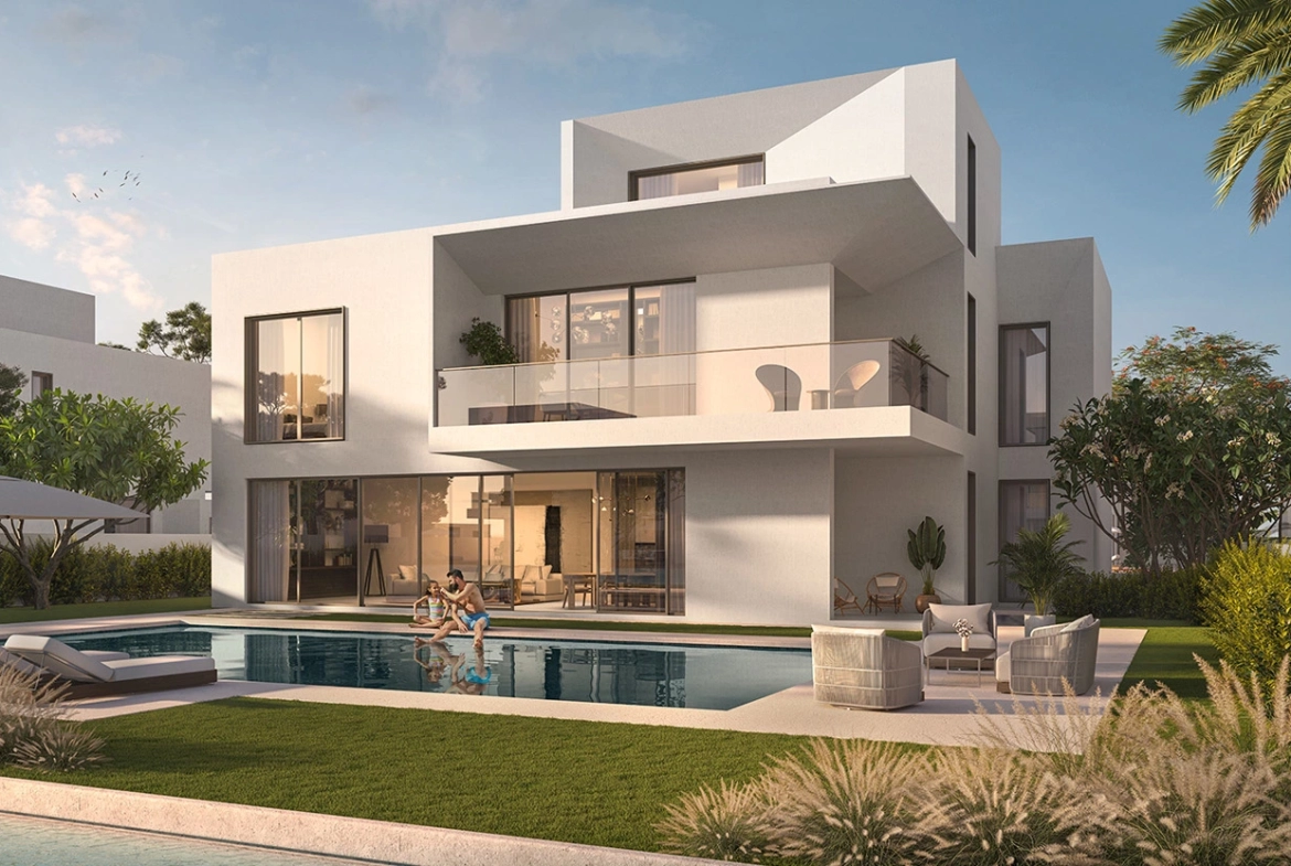 A second exterior view of a villa at Palmiera 3, an off-plan project at The Oasis by Emaar in Dubai.