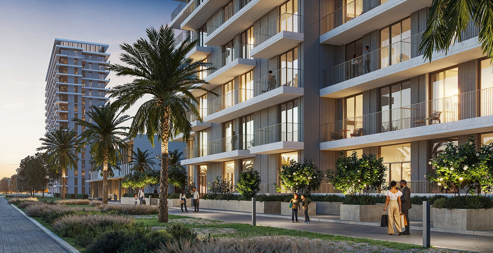 Exterior of the apartments at Parkland, an off-plan project at Dubai Hills Estate by Emaar in Dubai.