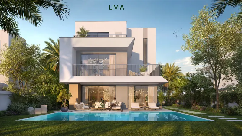 Stylish exterior of Golf Lane Villa LIVIA, an off-plan project by Emaar in Emaar South.