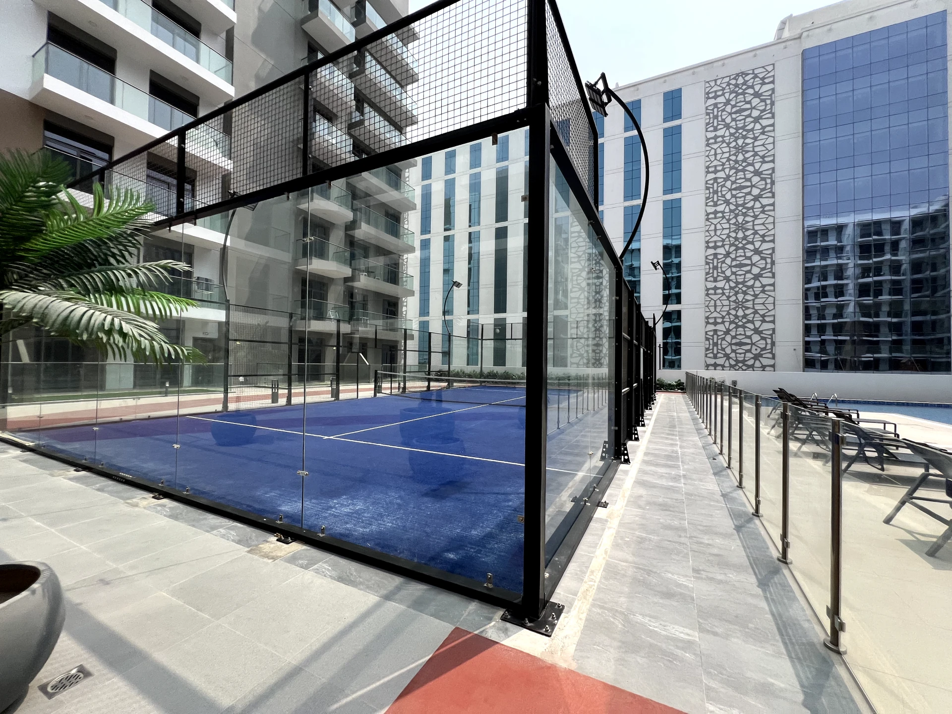 Padel court in Laya Heights, Studio City, Dubai, available for residents.