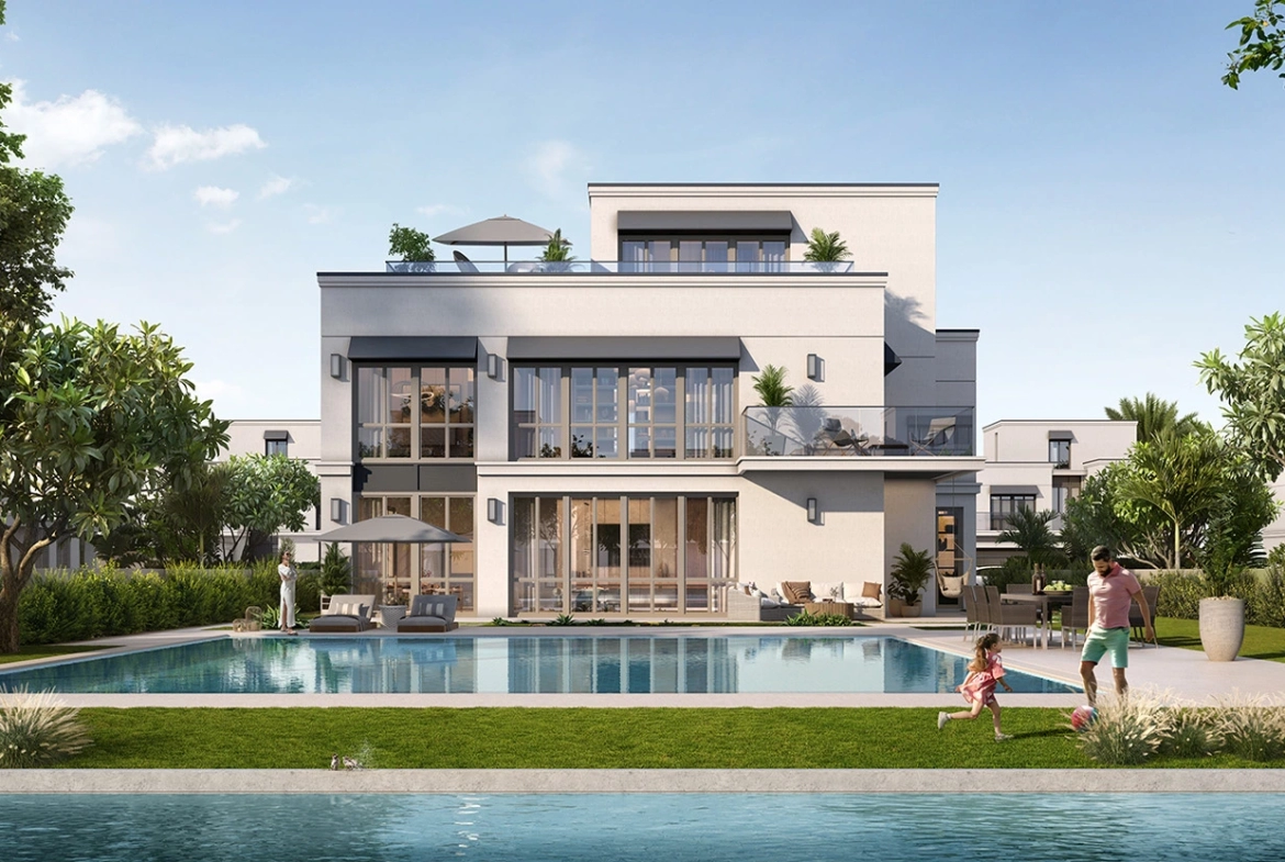 Exterior view of a villa at Palmiera 3, an off-plan project at The Oasis by Emaar in Dubai.