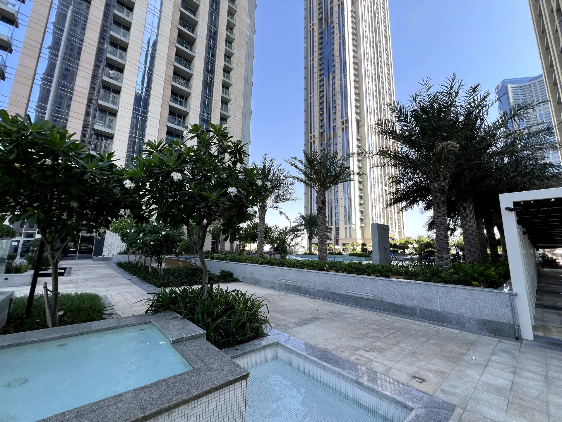 Another community view around the resale 3-bedroom apartment in Amna Al Habtoor, Dubai.