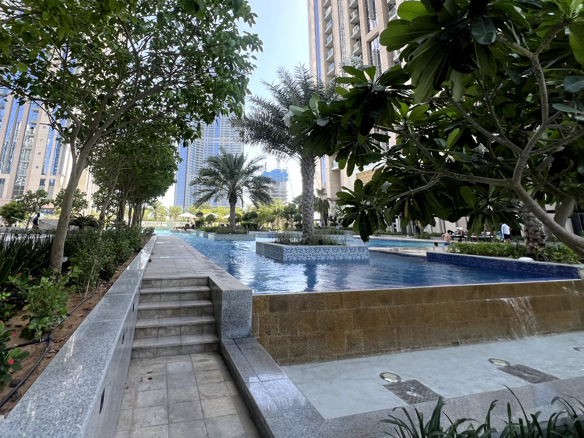 Community area view surrounding the resale 3-bedroom apartment in Amna Al Habtoor, Dubai.