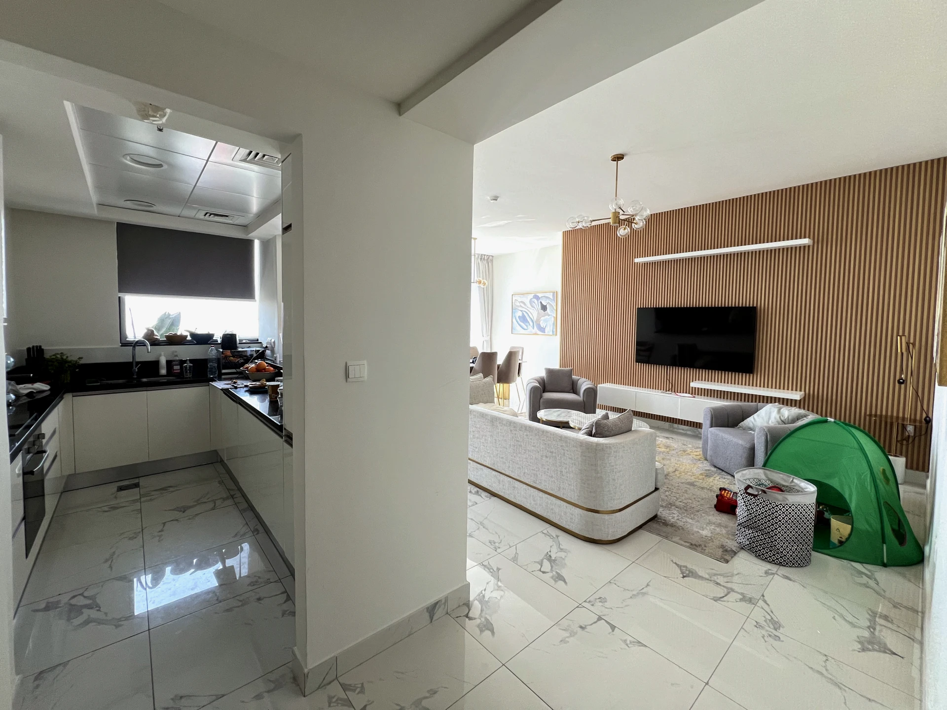 Another view of the interior in the resale 3-bedroom apartment in Amna Al Habtoor, Dubai.