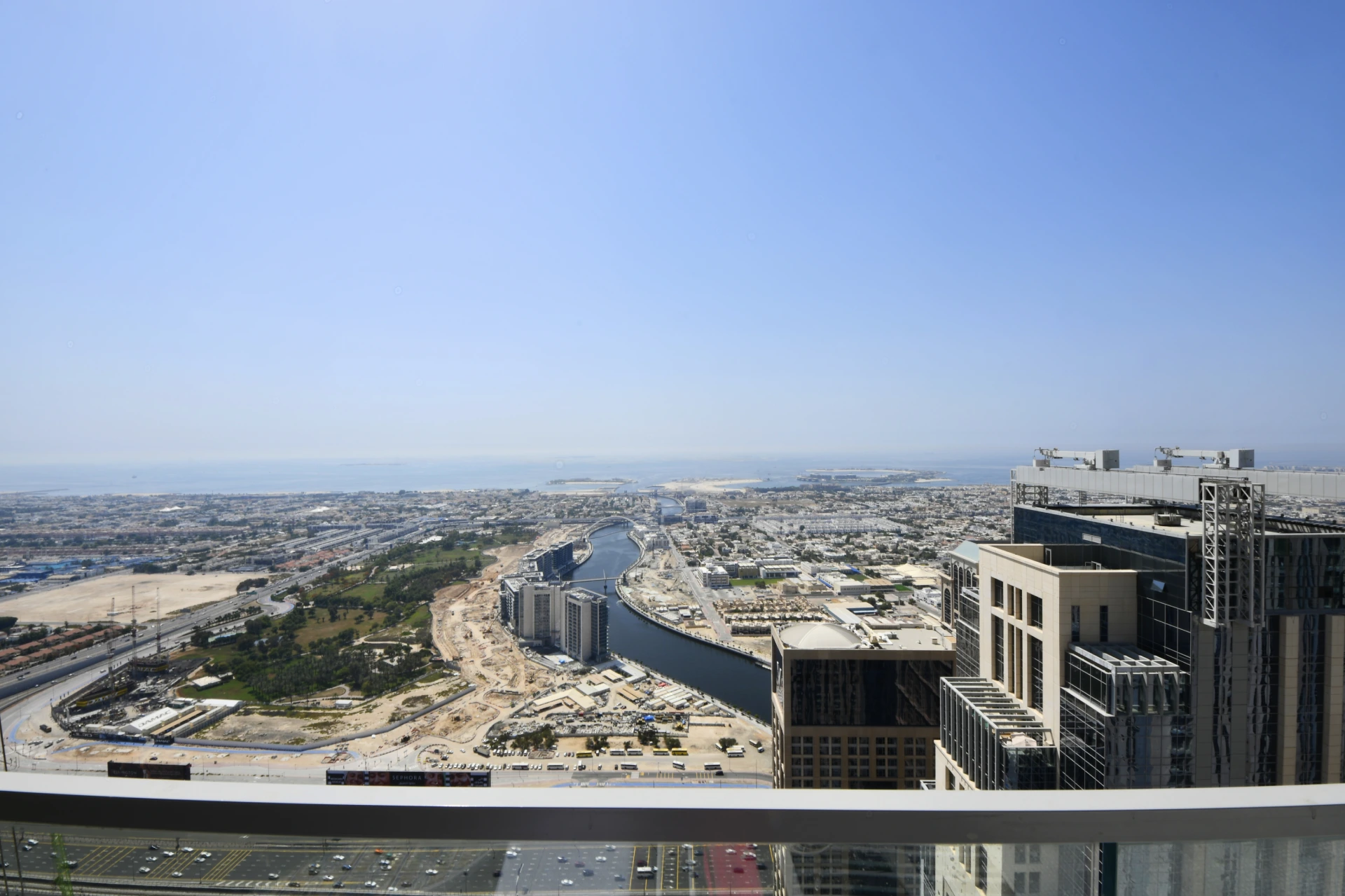 Scenic view from the balcony of a resale 3-bedroom apartment in Amna Al Habtoor, Dubai.